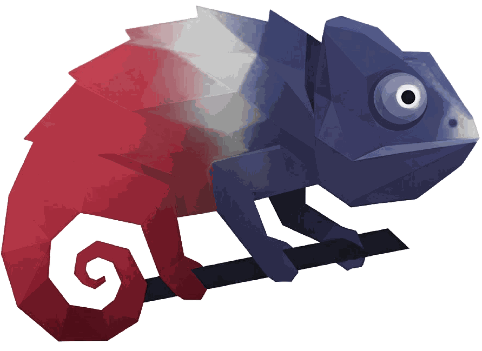 The Chameleon Lighting chameleon in red, white and blue.